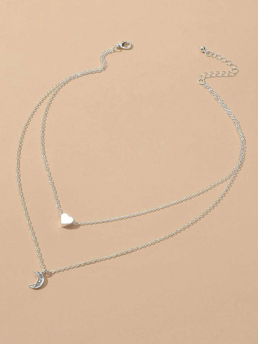Heart and Moon Necklace